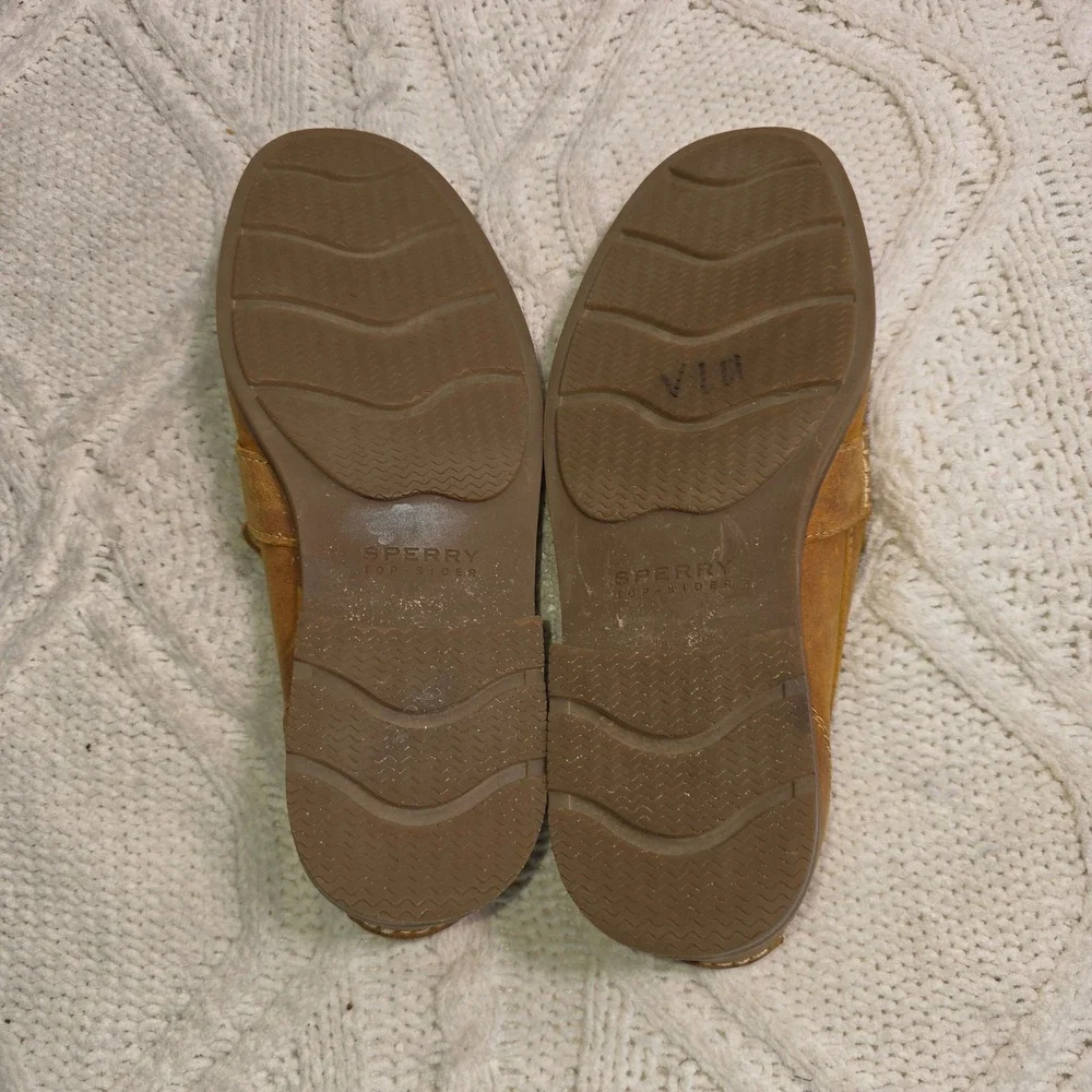 Sperry Penny Loafers Tan Leather Moc Toe‎ Slip On Drivers Mens 8.5 Excellent